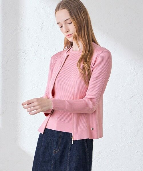 MACKINTOSH LONDON / マッキントッシュ ロンドン ニット・セーター | ブライトレーヨンジップカーディガン(ピンク系2)