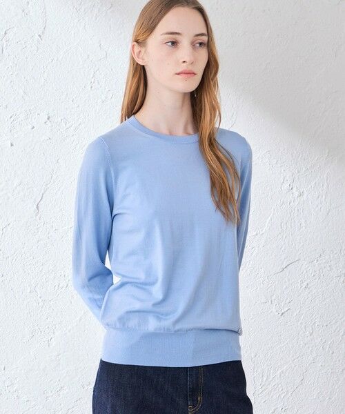 MACKINTOSH LONDON / マッキントッシュ ロンドン  ニット・セーター | 【WEB・一部店舗限定】リアプレーンニットクルーネックプルオーバー（ブルー2）