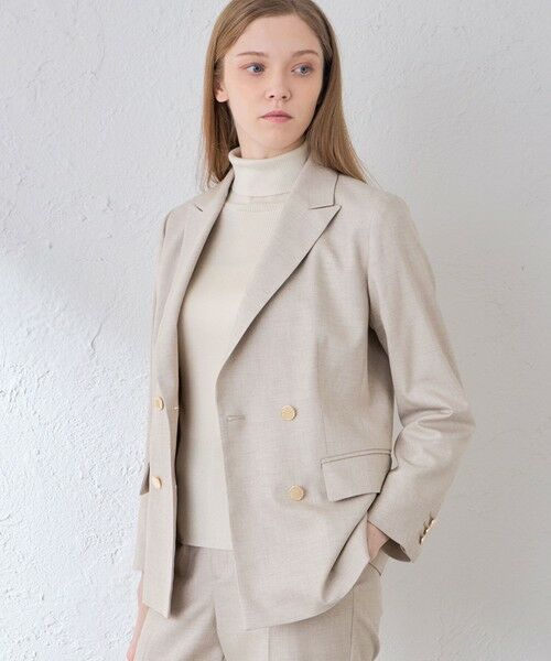 MACKINTOSH LONDON / マッキントッシュ ロンドン ノーカラージャケット | スムースサキソニーダブルブレストジャケット(ベージュ)