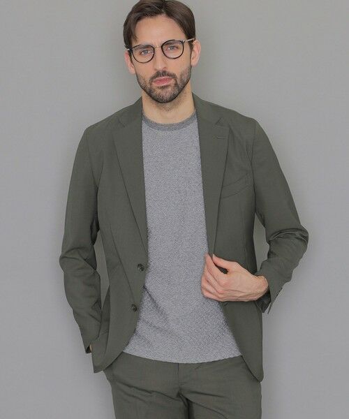 MACKINTOSH LONDON(MENS) / マッキントッシュ ロンドン メンズ ノーカラージャケット | 【BREASY JACKET】super light weight セットアップジャケット(グリーン7)