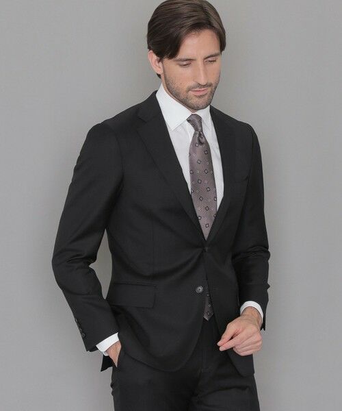 MACKINTOSH LONDON(MENS) / マッキントッシュ ロンドン メンズ セットアップ | 【NEW BRIDGE】【VITALE BARBERIS CANONICO/ヴィターレ・バルベリス・カノニコ】ツイル無地スーツ(ブラック)