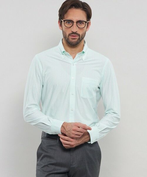 MACKINTOSH LONDON(MENS)/マッキントッシュ ロンドン メンズ 【FLEX JERSEY】鹿の子バーズアイストライプジャージーシャツ グリーン4 LL MACKINTOSH LONDON(MENS)/マッキントッシュ ロンドン メンズ 【FLEX JERSEY】鹿の子バーズアイストライプジャージーシャツ グリーン4 LL