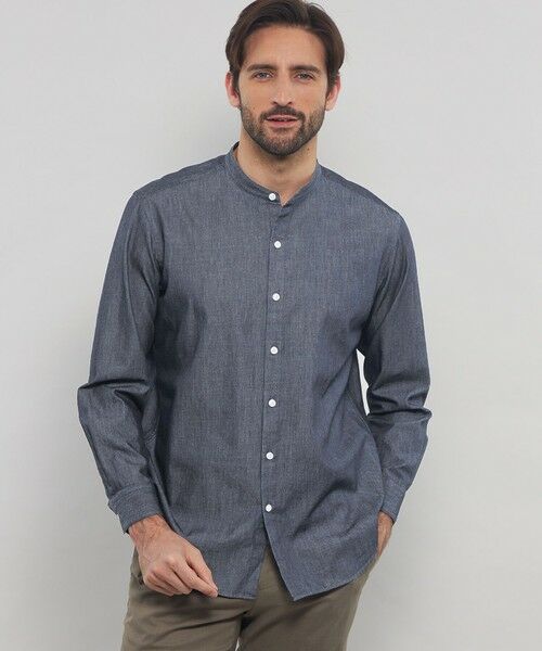 MACKINTOSH LONDON(MENS)/マッキントッシュ ロンドン メンズ ノンツイストコットンデニムバンドカラーシャツ ブルー6 M MACKINTOSH LONDON(MENS)/マッキントッシュ ロンドン メンズ ノンツイストコットンデニムバンドカラーシャツ ブルー6 M