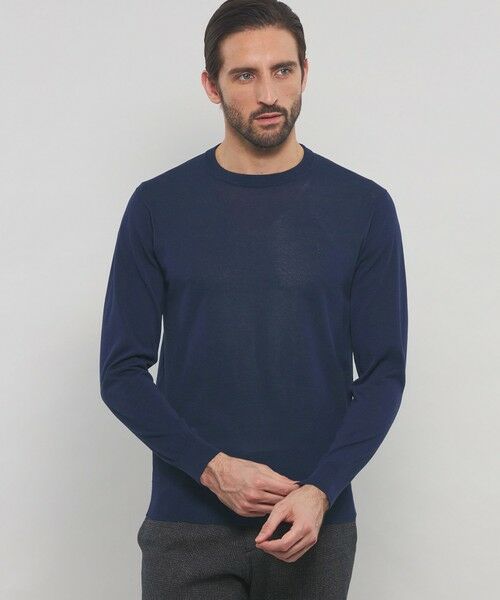 MACKINTOSH LONDON(MENS) / マッキントッシュ ロンドン メンズ ニット・セーター | 【WEB・一部店舗限定】ハイゲージコットンクルーネックニット(ネイビー)