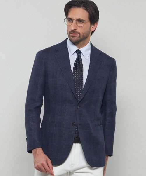 MACKINTOSH LONDON(MENS)/マッキントッシュ ロンドン メンズ 【NEW BRIDGE】【Di Fabio/ディ・ファビオ】サマーツイードチェックジャケット ネイビー 180 MACKINTOSH LONDON(MENS)/マッキントッシュ ロンドン メンズ 【NEW BRIDGE】【Di Fabio/ディ・ファビオ】サマーツイードチェックジャケット ネイビー 180