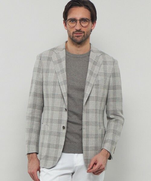 MACKINTOSH LONDON(MENS)/マッキントッシュ ロンドン メンズ 【NEW BRIDGE】【Di Fabio/ディ・ファビオ】サマーツイードチェックジャケット グレー 180 MACKINTOSH LONDON(MENS)/マッキントッシュ ロンドン メンズ 【NEW BRIDGE】【Di Fabio/ディ・ファビオ】サマーツイードチェックジャケット グレー 180