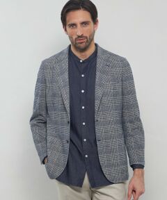 MACKINTOSH LONDON(MENS) / マッキントッシュ ロンドン 　メンズ ノーカラージャケット | 【FLEX JERSEY】【LANIFICIO ROMA/ラニフィーチョ ローマ】グレンチェックジャケット