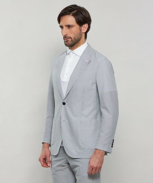 【極美品】マッキントッシュロンドン シアサッカー テーラードジャケット 紺 L マッキントッシュ ロンドン MACKINTOSH LONDON 美品 テーラード