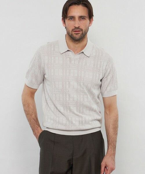 MACKINTOSH LONDON(MENS)/マッキントッシュ ロンドン メンズ ランダムアイレットスキッパーニットポロ ライトグレー M MACKINTOSH LONDON(MENS)/マッキントッシュ ロンドン メンズ ランダムアイレットスキッパーニットポロ ライトグレー M