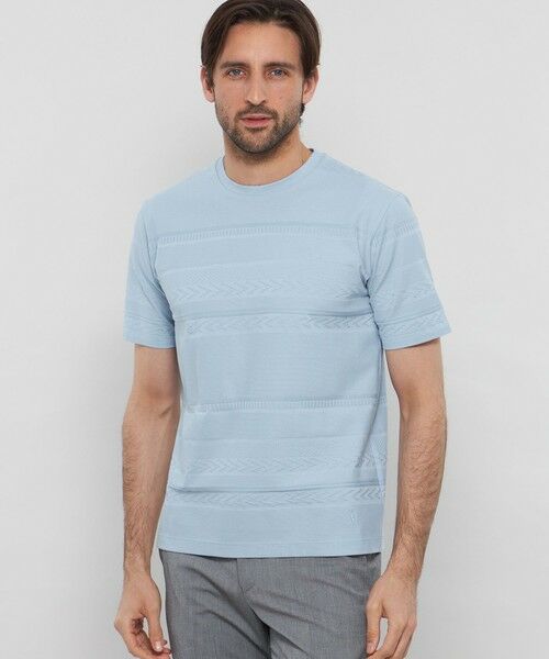 MACKINTOSH LONDON(MENS)/マッキントッシュ ロンドン メンズ リンクスボーダー半袖Tシャツ ブルー2 L MACKINTOSH LONDON(MENS)/マッキントッシュ ロンドン メンズ リンクスボーダー半袖Tシャツ ブルー2 L