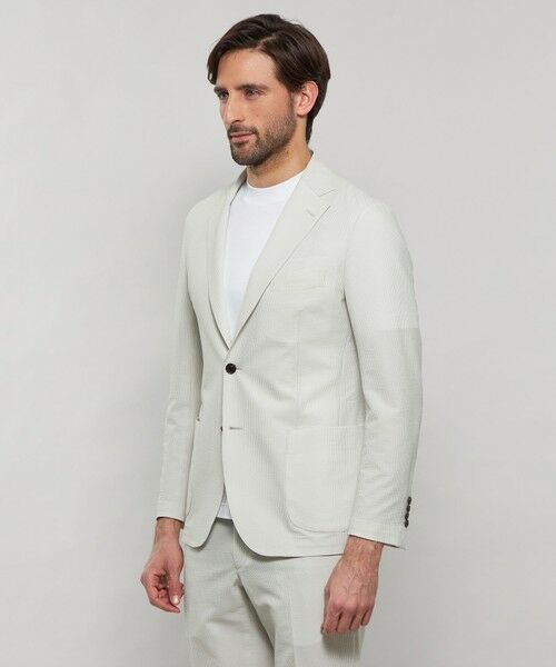 MACKINTOSH LONDON(MENS) / マッキントッシュ ロンドン 　メンズ ノーカラージャケット | 【WEB・一部店舗限定】【BREASY JACKET】ポリエステルサッカーセットアップジャケット | 詳細4