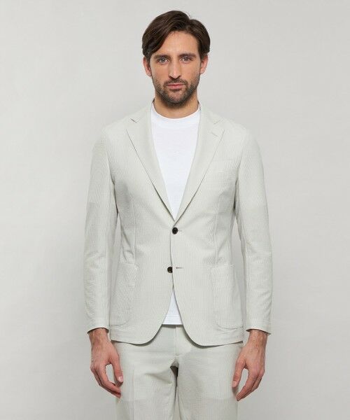 MACKINTOSH LONDON(MENS) / マッキントッシュ ロンドン 　メンズ ノーカラージャケット | 【WEB・一部店舗限定】【BREASY JACKET】ポリエステルサッカーセットアップジャケット | 詳細3