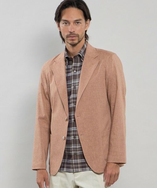 セール】 SOLOTEX ストレッチリネンジャケット （ノーカラー