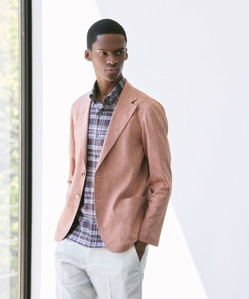 セール】 SOLOTEX ストレッチリネンジャケット （ノーカラー