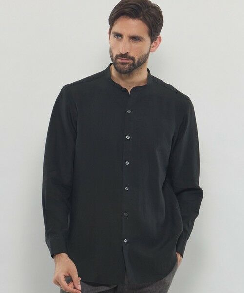 MACKINTOSH LONDON(MENS)/マッキントッシュ ロンドン メンズ 【LEON掲載】ハイカウントリネンバンドカラーシャツ ブラック L MACKINTOSH LONDON(MENS)/マッキントッシュ ロンドン メンズ 【LEON掲載】ハイカウントリネンバンドカラーシャツ ブラック L