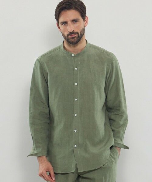 MACKINTOSH LONDON(MENS)/マッキントッシュ ロンドン メンズ 【LEON掲載】ハイカウントリネンバンドカラーシャツ グリーン6 L MACKINTOSH LONDON(MENS)/マッキントッシュ ロンドン メンズ 【LEON掲載】ハイカウントリネンバンドカラーシャツ グリーン6 L