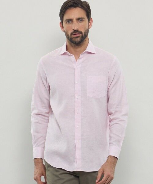 MACKINTOSH LONDON(MENS)/マッキントッシュ ロンドン メンズ ストレッチリネンワイドカラーシャツ ピンク系2 L MACKINTOSH LONDON(MENS)/マッキントッシュ ロンドン メンズ ストレッチリネンワイドカラーシャツ ピンク系2 L