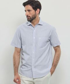 MACKINTOSH LONDON(MENS) / マッキントッシュ ロンドン 　メンズ シャツ・ブラウス | パナマサッカーストライプ 半袖ワイドカラーシャツ