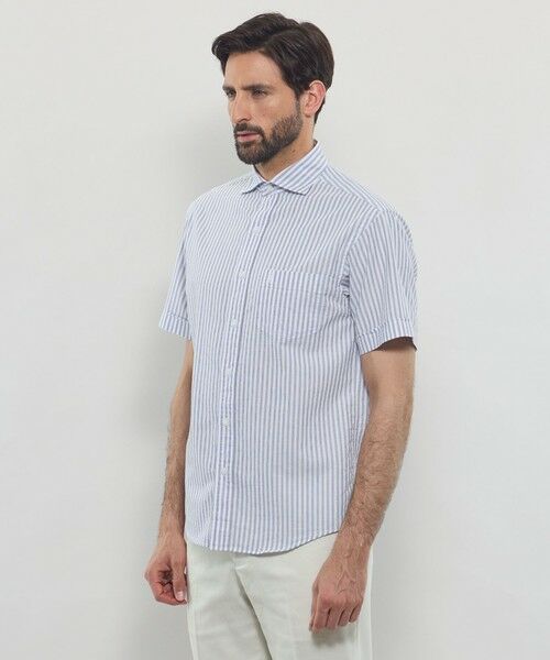 MACKINTOSH LONDON(MENS) / マッキントッシュ ロンドン メンズ シャツ・ブラウス | パナマサッカーストライプ 半袖ワイドカラーシャツ | 詳細4