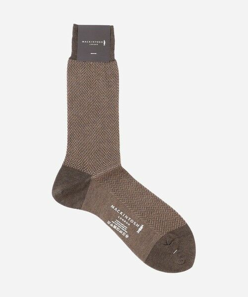 MACKINTOSH LONDON(MENS)/マッキントッシュ ロンドン メンズ ヘリンボーンソックス ブラウン6 X MACKINTOSH LONDON(MENS)/マッキントッシュ ロンドン メンズ ヘリンボーンソックス ブラウン6 X