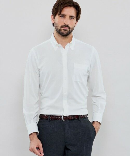 MACKINTOSH LONDON(MENS)/マッキントッシュ ロンドン メンズ 【FLEX JERSEY】交編鹿の子ジャージーボタンダウンシャツ ホワイト LL MACKINTOSH LONDON(MENS)/マッキントッシュ ロンドン メンズ 【FLEX JERSEY】交編鹿の子ジャージーボタンダウンシャツ ホワイト LL