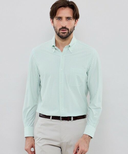 MACKINTOSH LONDON(MENS) / マッキントッシュ ロンドン メンズ シャツ・ブラウス | 【FLEX JERSEY】カラードストライプジャージーシャツ(グリーン6)