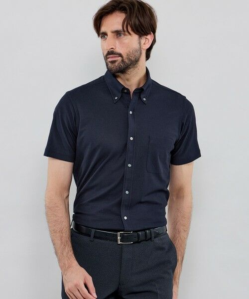 MACKINTOSH LONDON(MENS)/マッキントッシュ ロンドン メンズ 【FLEX JERSEY】ハニカムメッシュジャージー半袖シャツ ダークネイビー S MACKINTOSH LONDON(MENS)/マッキントッシュ ロンドン メンズ 【FLEX JERSEY】ハニカムメッシュジャージー半袖シャツ ダークネイビー S