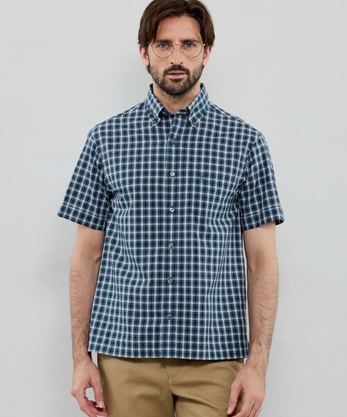 MACKINTOSH LONDON(MENS)/マッキントッシュ ロンドン メンズ シアサッカーリネンギンガム 半袖ボタンダウンシャツ ブルー6 L MACKINTOSH LONDON(MENS)/マッキントッシュ ロンドン メンズ シアサッカーリネンギンガム 半袖ボタンダウンシャツ ブルー6 L