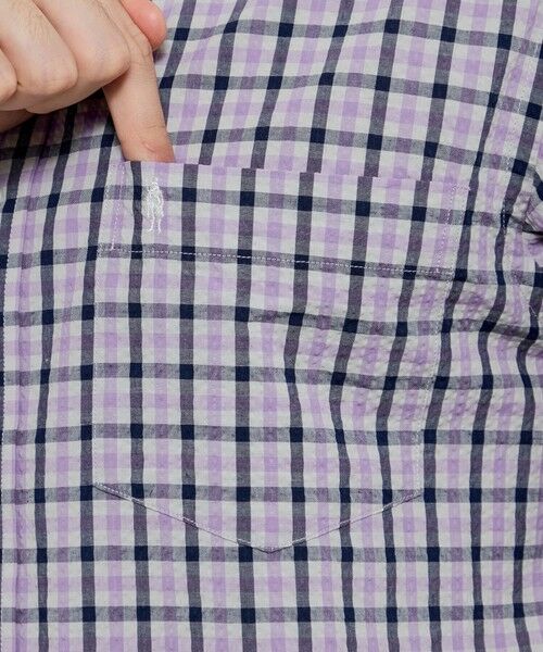 MACKINTOSH LONDON(MENS) / マッキントッシュ ロンドン 　メンズ シャツ・ブラウス | シアサッカーリネンギンガム 半袖ボタンダウンシャツ | 詳細7