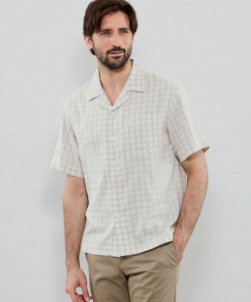 MACKINTOSH LONDON(MENS)/マッキントッシュ ロンドン メンズ ダブルガーゼチェックオープンカラーシャツ オフホワイト LL MACKINTOSH LONDON(MENS)/マッキントッシュ ロンドン メンズ ダブルガーゼチェックオープンカラーシャツ オフホワイト LL