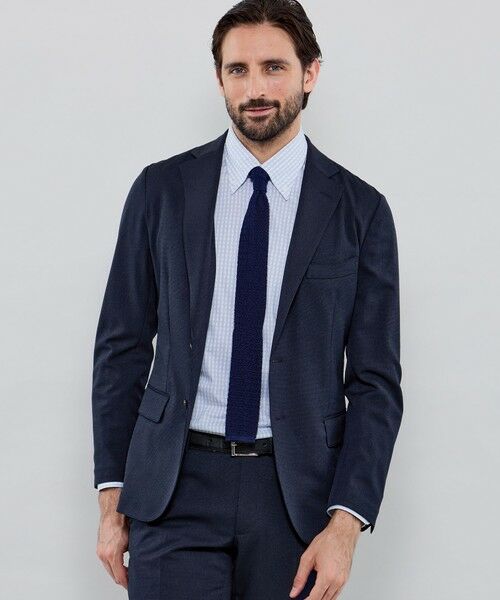 MACKINTOSH LONDON(MENS) / マッキントッシュ ロンドン メンズ ノーカラージャケット | 【WEB・一部店舗限定】【BREASY JACKET】ウールライクポリエステル セットアップジャケット(ネイビー)