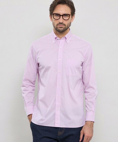 MACKINTOSH LONDON(MENS) / マッキントッシュ ロンドン メンズ シャツ・ブラウス | ストレッチタイプライターストライプボタンダウンシャツ(パープル)