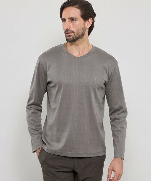 MACKINTOSH LONDON(MENS) / マッキントッシュ ロンドン メンズ カットソー | 針抜きVネックロングスリーブTシャツ(グレー系1)