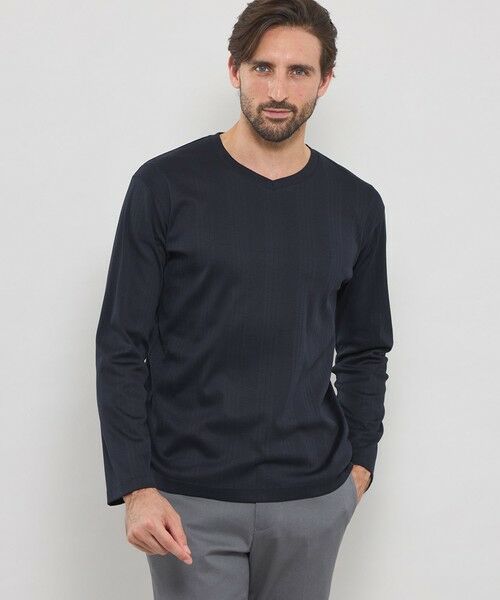 MACKINTOSH LONDON(MENS) / マッキントッシュ ロンドン メンズ カットソー | 針抜きVネックロングスリーブTシャツ(ネイビー)