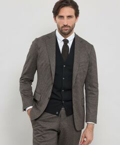 MACKINTOSH LONDON(MENS) / マッキントッシュ ロンドン 　メンズ ノーカラージャケット | 【WEB・一部店舗限定】【FLEX JERSEY】ハウンドトゥースジャージーセットアップジャケット