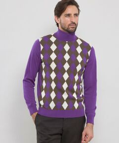 MACKINTOSH LONDON(MENS) / マッキントッシュ ロンドン 　メンズ ニット・セーター | 14ゲージインターシャアーガイルタートルネックニット