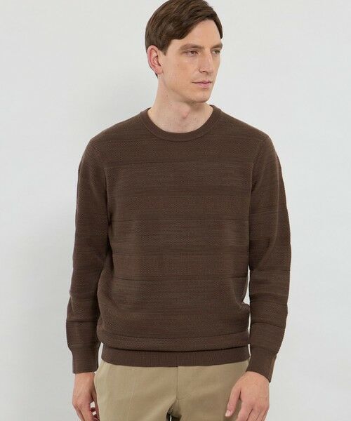 MACKINTOSH LONDON(MENS) / マッキントッシュ ロンドン メンズ ニット・セーター | リンクスボーダークルーネックニット(ブラウン4)