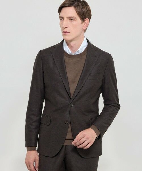 MACKINTOSH LONDON(MENS) / マッキントッシュ ロンドン メンズ ノーカラージャケット | 【FLEX JERSEY】バランサーキュラーセットアップジャケット(ブラウン8)