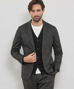 MACKINTOSH LONDON(MENS) / マッキントッシュ ロンドン 　メンズ ノーカラージャケット | 【FLEX JERSEY】グレンチェックセットアップジャケット