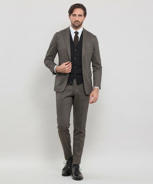 MACKINTOSH LONDON(MENS) / マッキントッシュ ロンドン メンズ ノーカラージャケット | 【WEB・一部店舗限定】【FLEX JERSEY】ハウンドトゥースジャージーセットアップジャケット | 詳細2