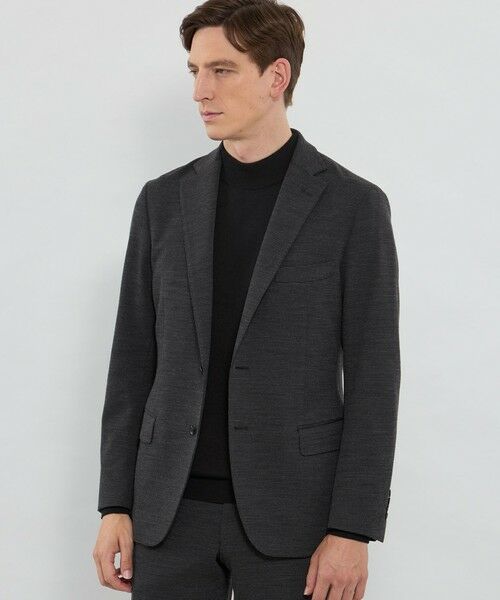 MACKINTOSH LONDON(MENS) / マッキントッシュ ロンドン メンズ ノーカラージャケット | 【WEB・一部店舗限定】【FLEX JERSEY】マイクロチェックジャージーセットアップジャケット(チャコールグレー)