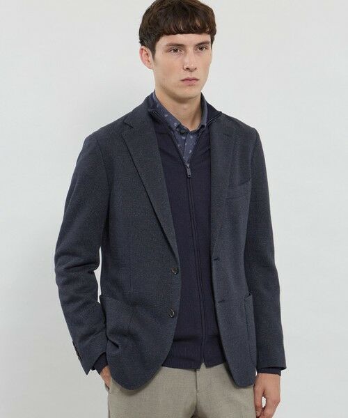 MACKINTOSH LONDON(MENS) / マッキントッシュ ロンドン メンズ ノーカラージャケット | 【WEB・一部店舗限定】【FLEX JERSEY】コットンウールジャージージャケット(ダークネイビー)