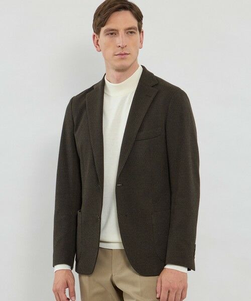 MACKINTOSH LONDON(MENS) / マッキントッシュ ロンドン メンズ ノーカラージャケット | 【WEB・一部店舗限定】【FLEX JERSEY】コットンウールジャージージャケット(ブラウン7)