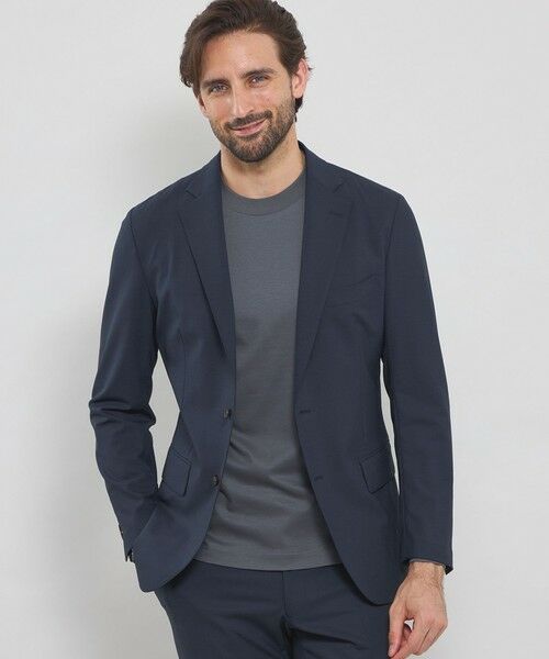 MACKINTOSH LONDON(MENS) / マッキントッシュ ロンドン メンズ ノーカラージャケット | 【BREASY JACKET】2WAYストレッチ千鳥セットアップジャケット(ネイビー)