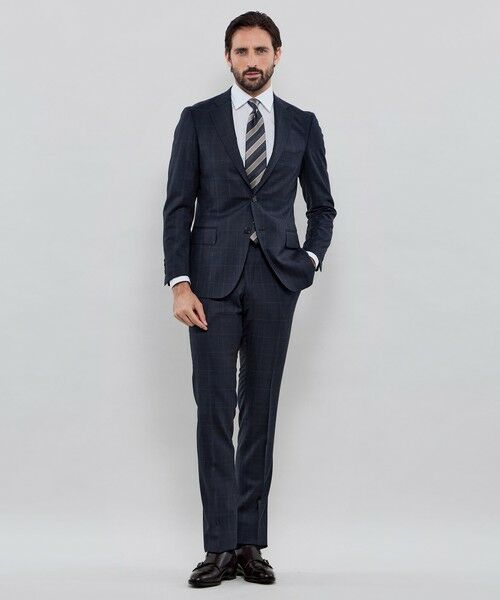 MACKINTOSH LONDON(MENS) / マッキントッシュ ロンドン メンズ セットアップ | 【NEW BRIDGE】Super150's コンビネーションチェックネイビースーツ | 詳細1