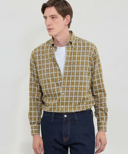 MACKINTOSH LONDON(MENS) / マッキントッシュ ロンドン メンズ シャツ・ブラウス | コットンカシミヤチェックボタンダウンシャツ(イエロー6)