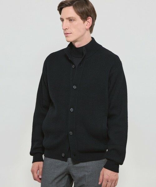 MACKINTOSH LONDON(MENS) / マッキントッシュ ロンドン メンズ ニット・セーター | 7G両畔ハイネックカーディガン(ブラック)