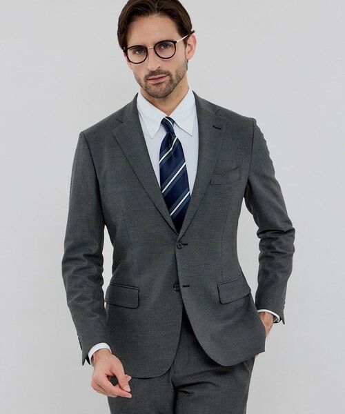 MACKINTOSH LONDON(MENS) / マッキントッシュ ロンドン メンズ ノーカラージャケット | 【BREASY JACKET】2WAYストレッチセットアップジャケット(チャコールグレー)