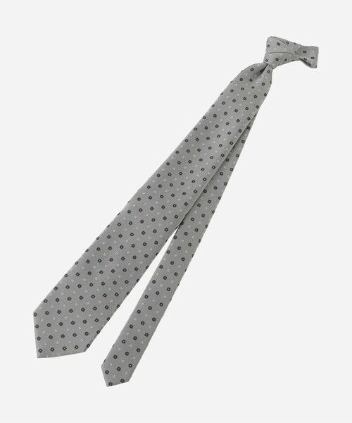 MACKINTOSH LONDON(MENS) / マッキントッシュ ロンドン 　メンズ ネクタイ | クラシック綾目花小紋ネクタイ（グレー）