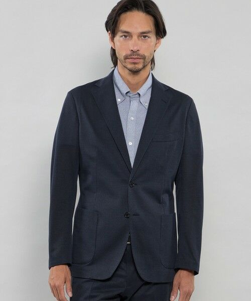 MACKINTOSH LONDON(MENS) / マッキントッシュ ロンドン メンズ ノーカラージャケット | 【FLEX JERSEY】ハイツイストジャージージャケット(ネイビー)